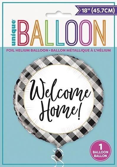 Foil Balloon - Black  Gingham - 18&quot;