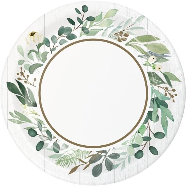 Plates - Bev - Eucalyptus Greens - 7&quot; - 8 pcs
