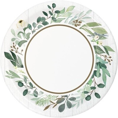 Plates - Bev - Eucalyptus Greens - 7&quot; - 8 pcs