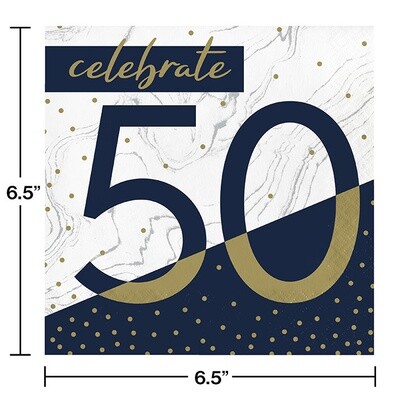 Napkins - LN - Navy &amp; Gold Milestone - 50 - 16PK