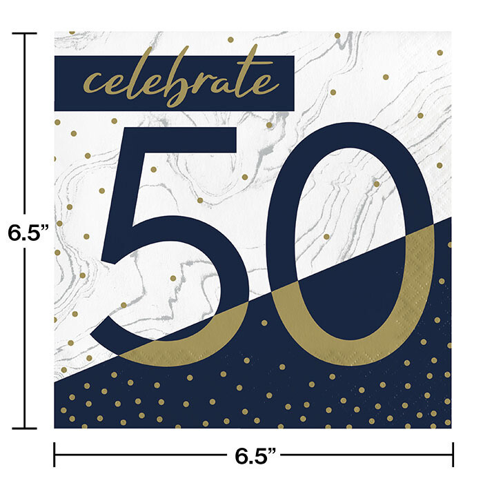 Napkins - LN - Navy &amp; Gold Milestone - 50 - 16PK
