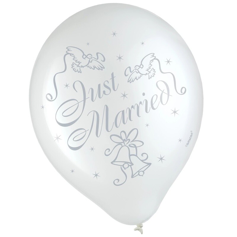 Latex Balloons - Just Married  - 15PK