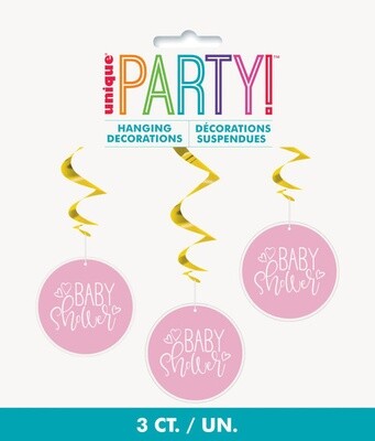 Hanging Decorations - Baby shower - Pink - 3pc
