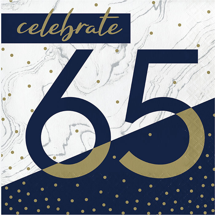 Napkins  LN - Navy &amp; Gold Milestone 65 - 16 PK