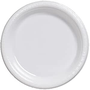 Plates - LN -  Plastic - white - 9&quot; - 20PCS