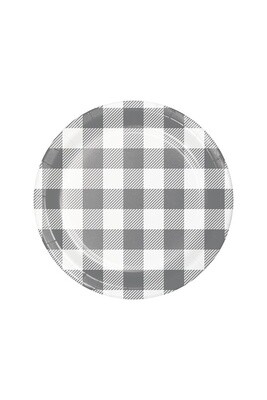 Plates - Bev - Gray and Black Check - 8PK