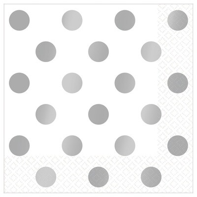 Napkins - LN - Metallic Dots - Silver - 16pkg - 2ply