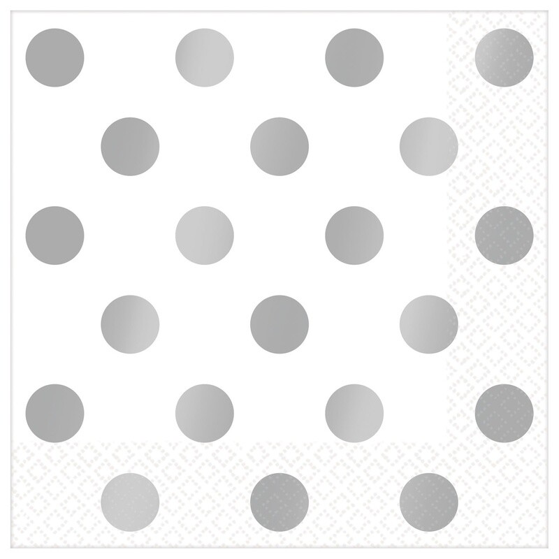 Napkins - LN - Metallic Dots - Silver - 16pkg - 2ply