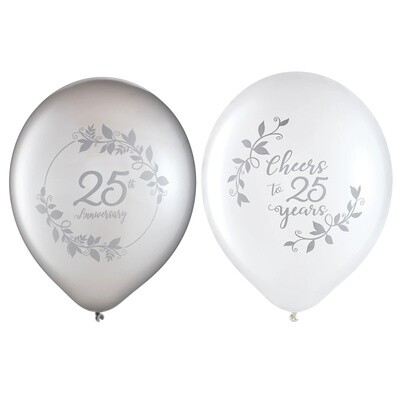 Balloons - Latex - 25th Anniversary - 15 pcs.