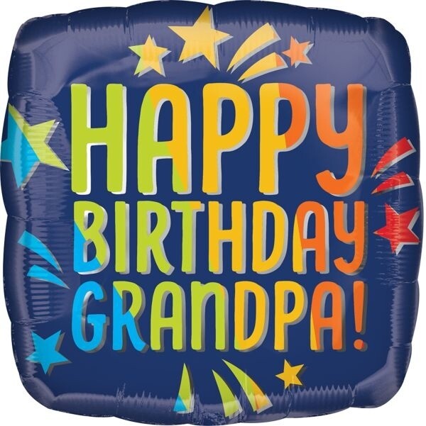 Foil Balloon - HBD Grandpa Rainbow - 18&quot;