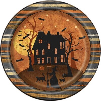 Plates - LN - Full Moon Halloween - 9&quot; - 8 PK