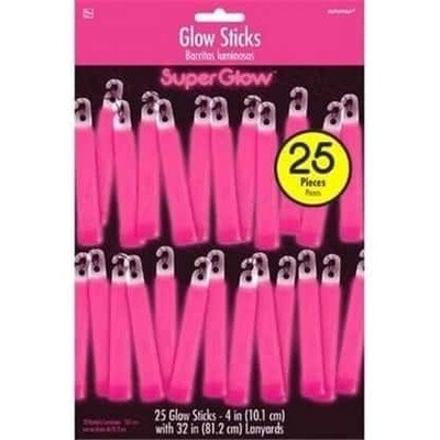 Glowstick-Nightlight necklace-25pk/4&#39;&#39; - Pink