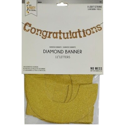 Banner - Congratulations - Glitter Gold - 11.25ft