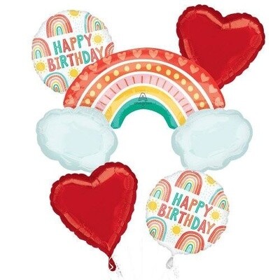 Foil Balloon - Retro Rainbow Bouquet - 5 PK