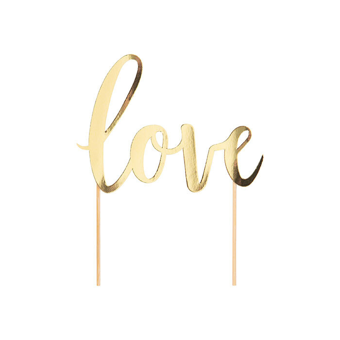 Cake Topper - Love - Gold  - 6&quot; x 7.25&quot;