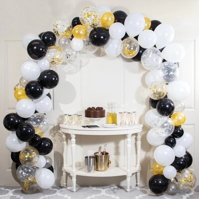 Balloon Garland Kit - Black White Gold - 112pcs