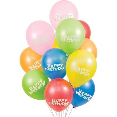 Balloons - Latex - Happy Birthday - 12&quot; - 15 PCS