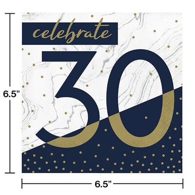 Napkins - LN - Navy &amp; Gold Milestone - 30 - 16PK