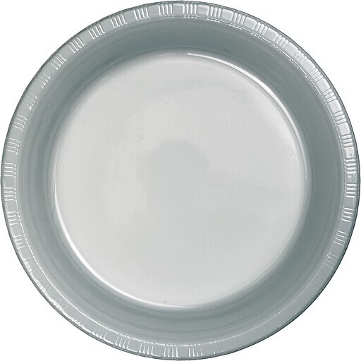 Plates - Plastic - Shimmering Silver - 9&quot; - 20 PK