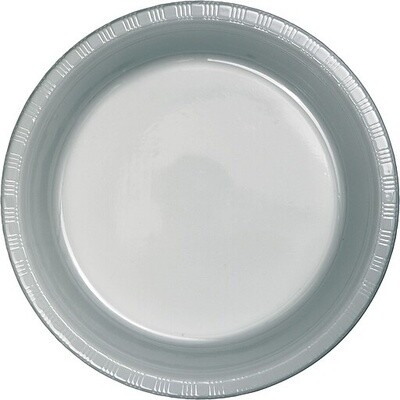 Plates - Plastic - Shimmering Silver - 9&quot; - 20 PK