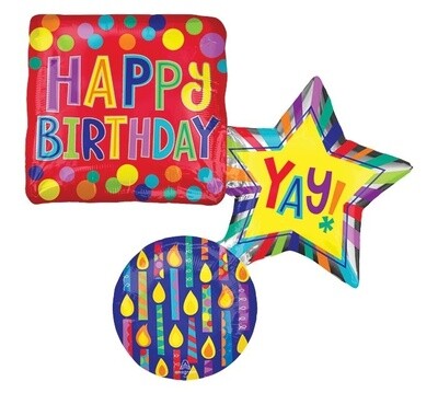 Foil Balloon - Birthday Stacked shapes - 34&quot;