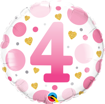 Foil Balloon - # 4 - Pink - 18&quot;