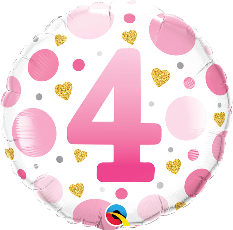 Foil Balloon - # 4 - Pink - 18&quot;