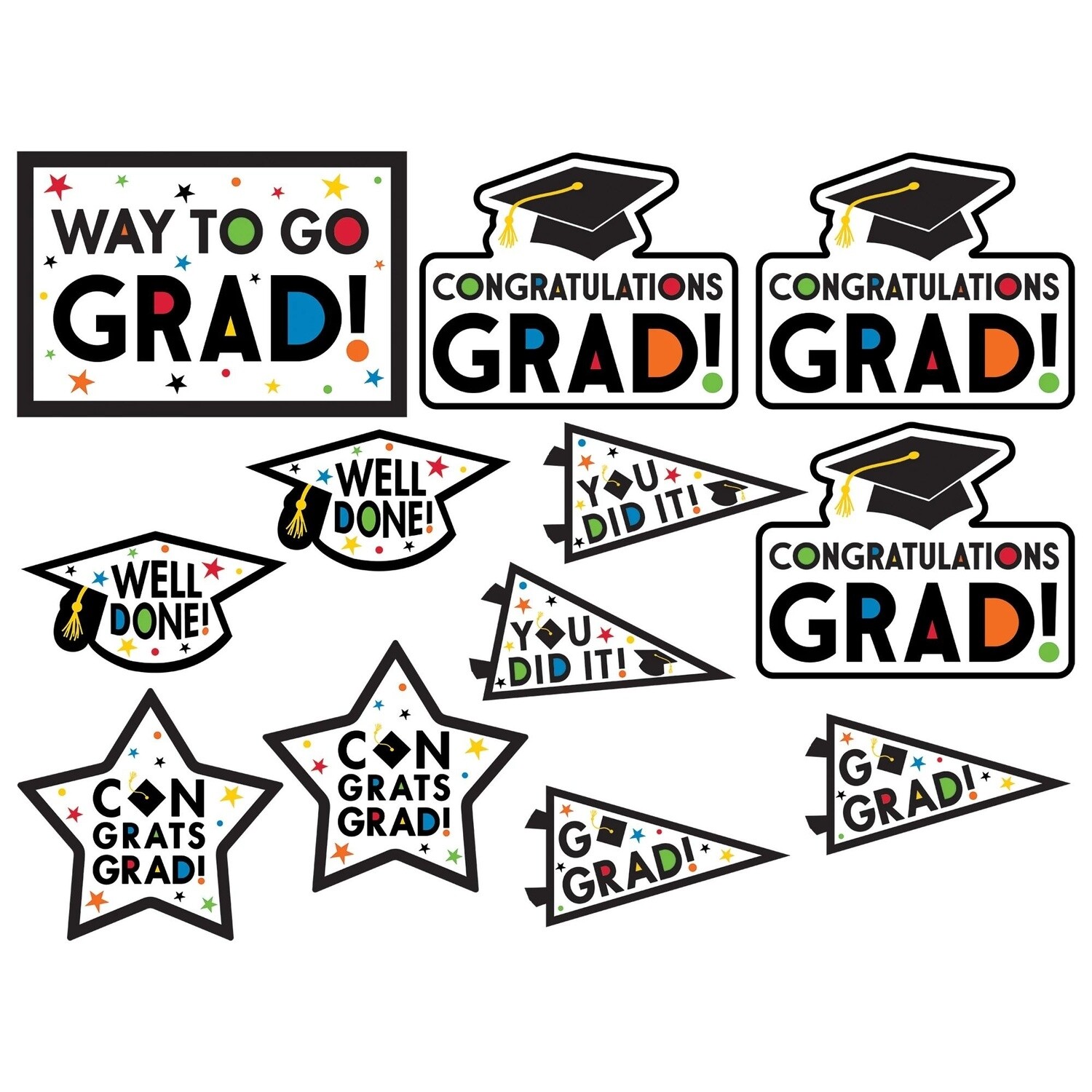 Cutouts - Grad - Assorted - 12PCS