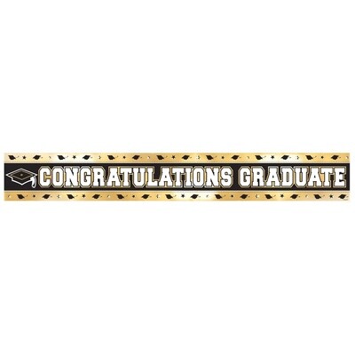 Grad Foil Banner - Black, Silver, Gold