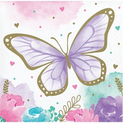 Napkins - Bev - Butterfly Shimmer - 16PK - 2 PLY