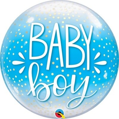 BABY BOY CONFETTI BLUE 22" BUBBLES BALLOON