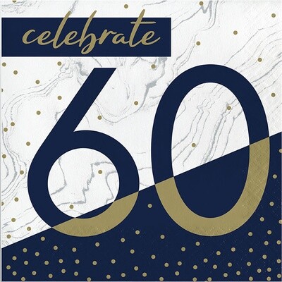 Napkins - LN - Navy &amp; Gold Milestone - 60 - 16PK