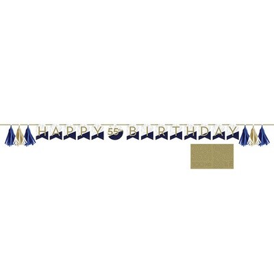 Banner - Happy BDAY personalized - Navy &amp; Gold