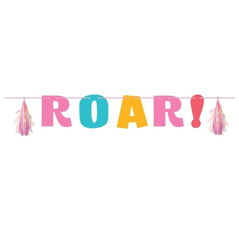 Banner - &quot;ROAR&quot; - Girl Dino Party - 4.5FTX 8&quot;