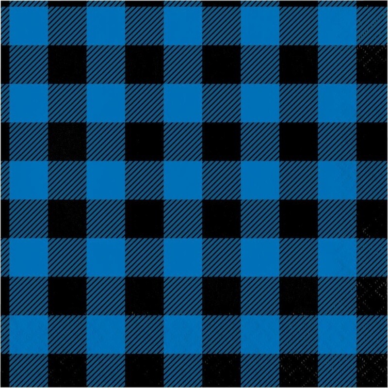 Napkins - Bev - Blue Black Buffalo Plaid - 16PK - 2 PLY