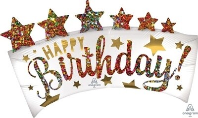 Foil Balloon - BDAY Glitter Banner - Supershape 34&quot;