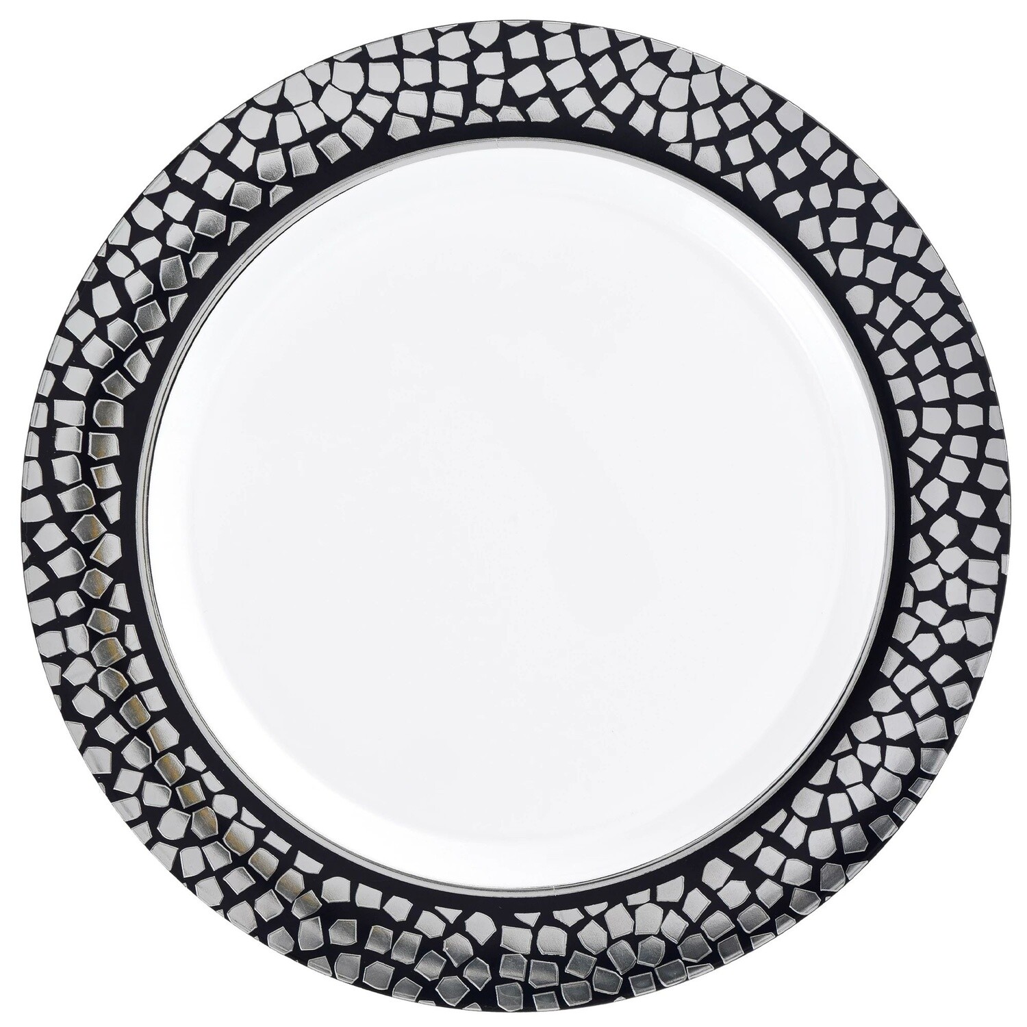 Plates - BEV - Mosiac - Silver/Black - 20PCS - Plastic