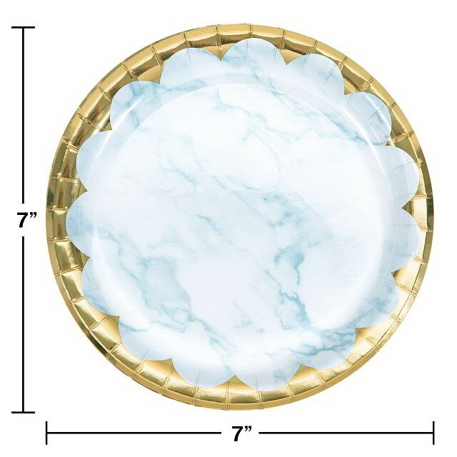 Plates - Bev - Blue Marble - 7&quot; - 8 pcs