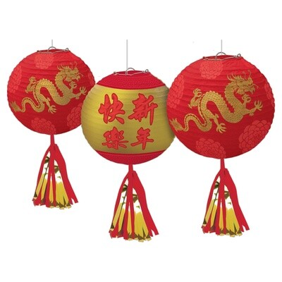 Lanterns - Chinese New Year - Paper with Tassel - 3 PCS