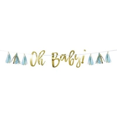 Banner - OH BABY - Blue with Tassel - 7&quot;x5FT