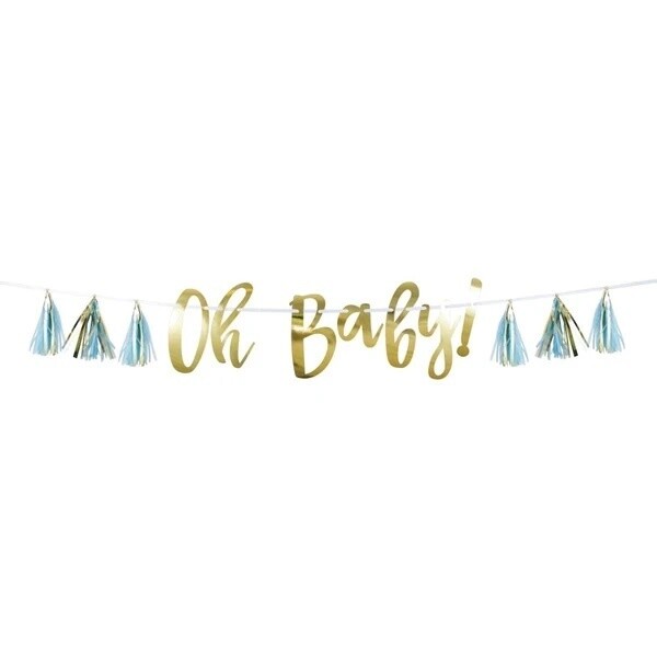 Banner - OH BABY - Blue with Tassel - 7&quot;x5FT