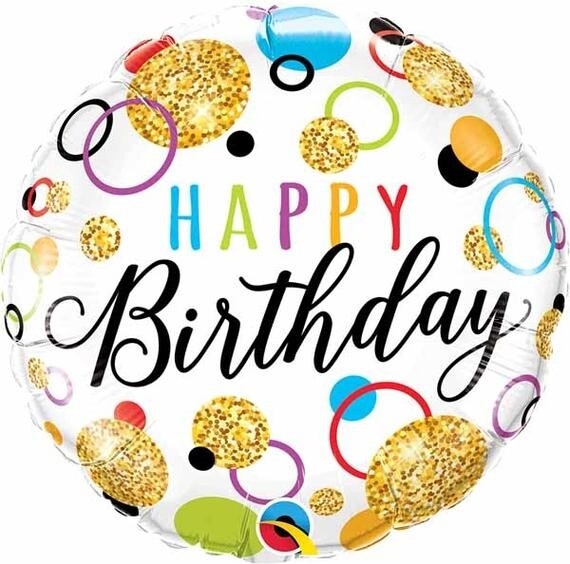 Foil Balloon - BDAY Glitter Dots - 18&quot;
