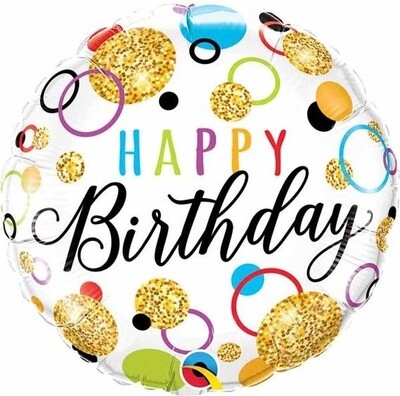 Foil Balloon - BDAY Glitter Dots - 18&quot;