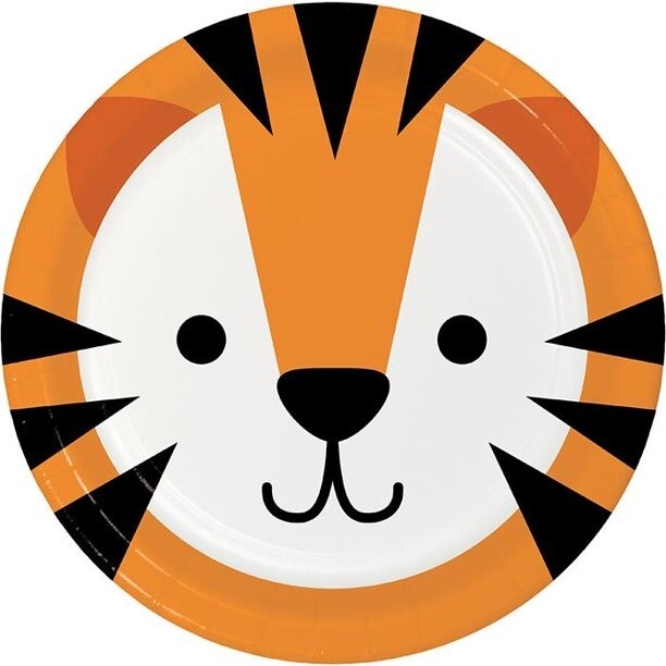 Plates - LN - Tiger Animal Faces - 8pkg
