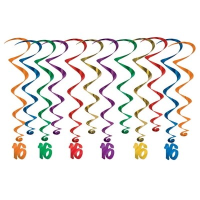 Swirls -16th Birthday - 12 PCS