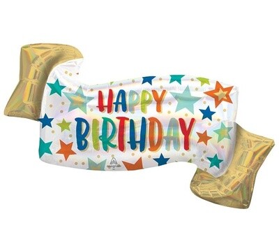 Foil Balloon - Iridescent Birthday Banner - 39&quot;