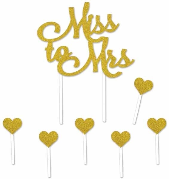 Cake Topper - Miss To Mrs - 7PCS
