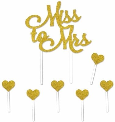 Cake Topper - Miss To Mrs - 7PCS