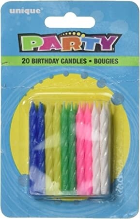 Candles - Spiral Glitter - 20 PCS