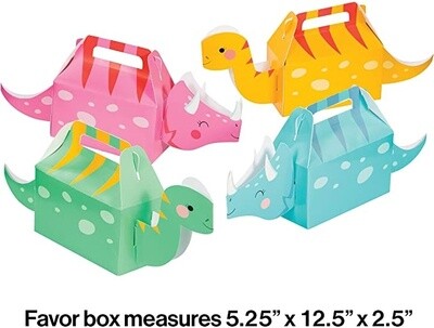 Treat Boxes - Girl Dino Party - 12.5&quot; X 5.25&quot; 5.25&quot; - 4 PK